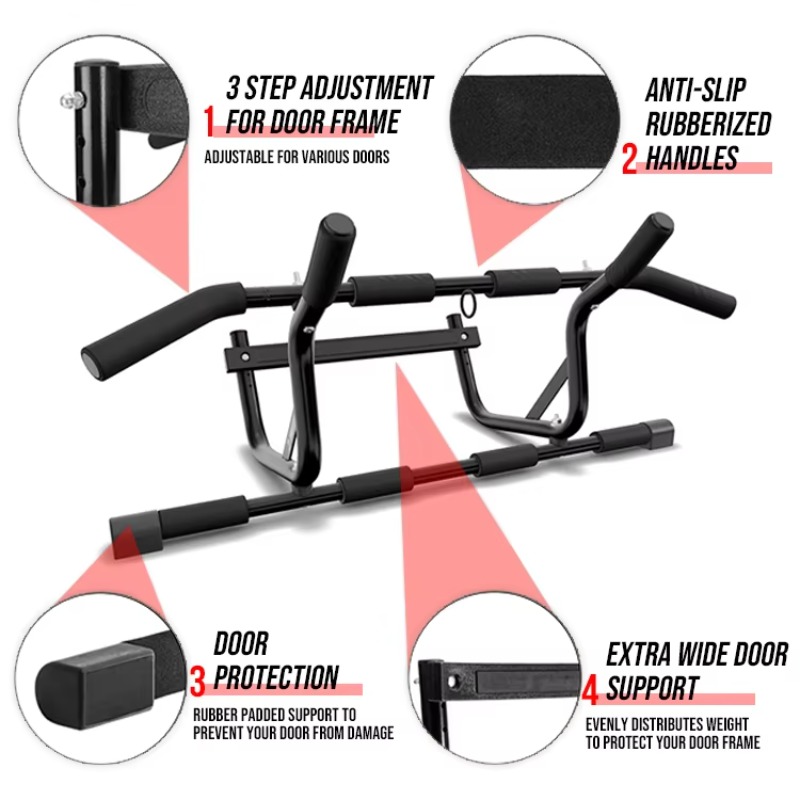Door Pull Up Bar No Screw - Barre de traction professionnelle antidérapante avec